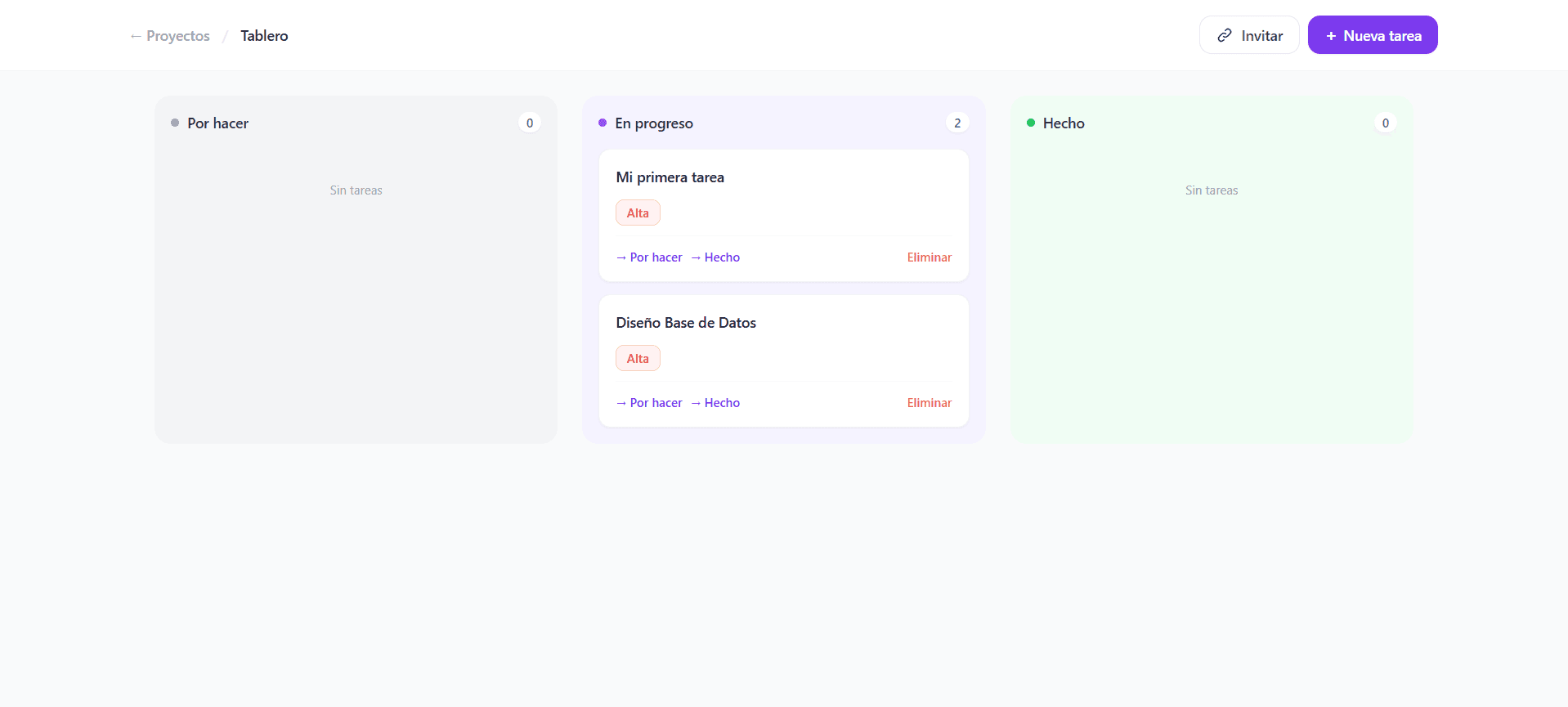 Tablero Kanban de DevTask